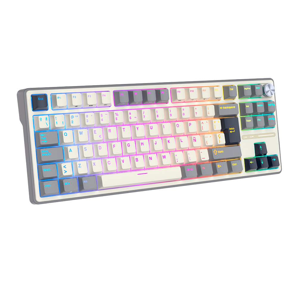 TECLADO MECANICO ROYAL KLUDGE RK-R87PRO ALAMBRICO (SW-CREAMY)-HALF GREY3