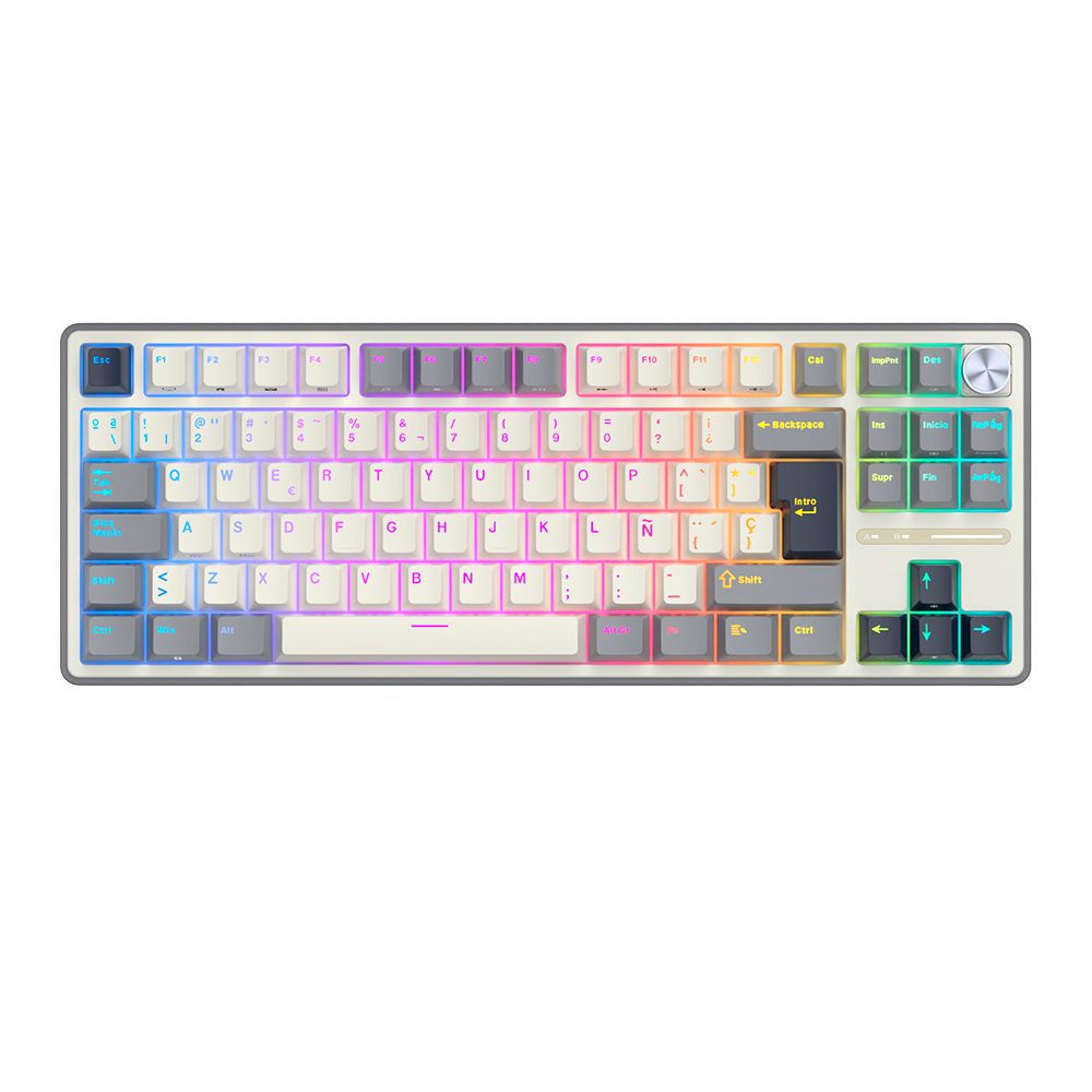 TECLADO MECANICO ROYAL KLUDGE RK-R87PRO ALAMBRICO (SW-CREAMY)-HALF GREY2