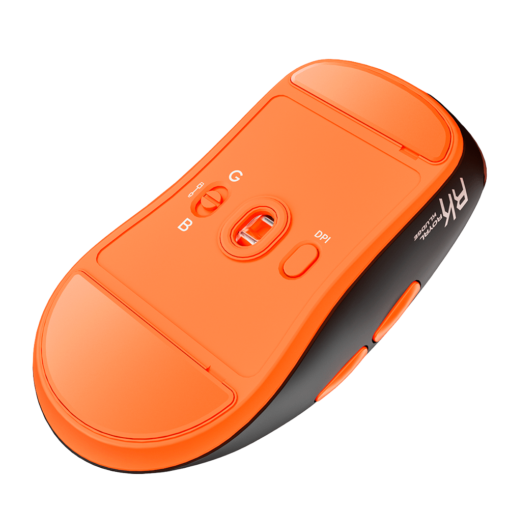 MOUSE ROYAL KLUDGE M30 INALAMBRICO 2.4 BT 24KDPI-BLACK ORANGE2