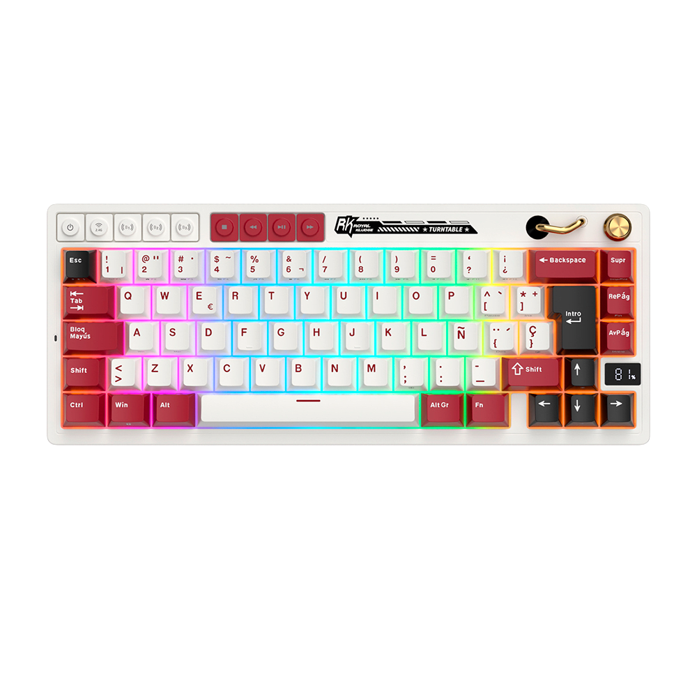 TECLADO MECANICO ROYAL KLUDGE RK-M65 INALAMBRICO 2.4 BT (SW-CREAMY)-FAMICOM3