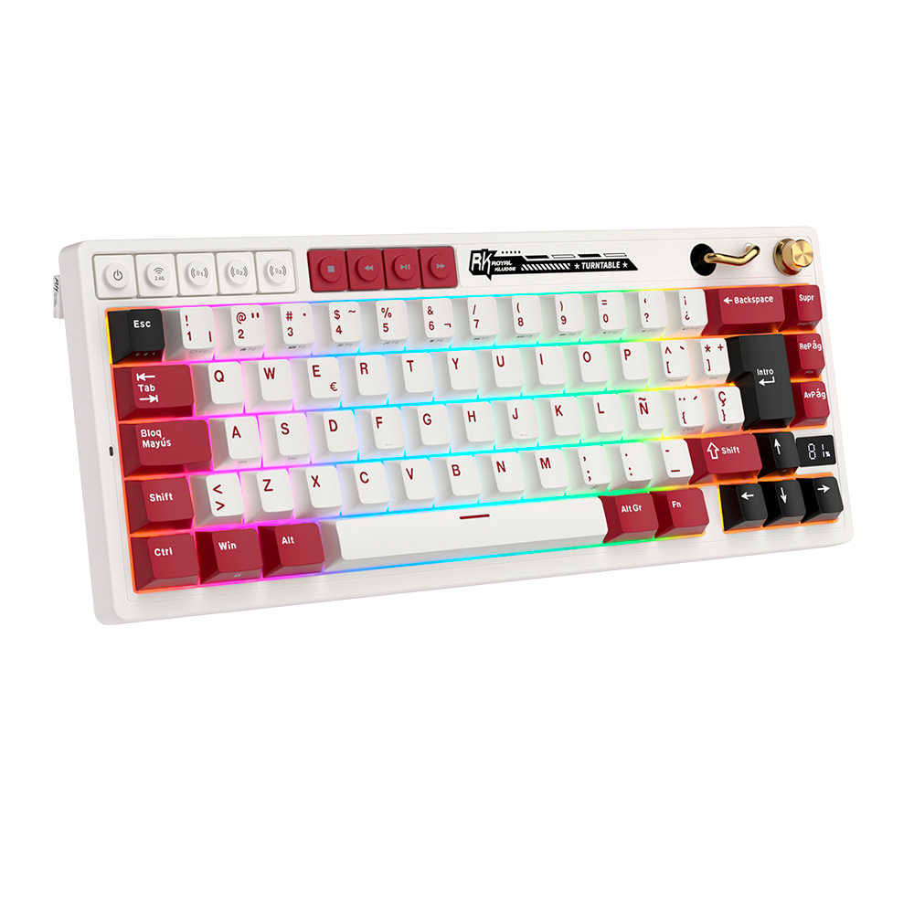 TECLADO MECANICO ROYAL KLUDGE RK-M65 INALAMBRICO 2.4 BT (SW-CREAMY)-FAMICOM4
