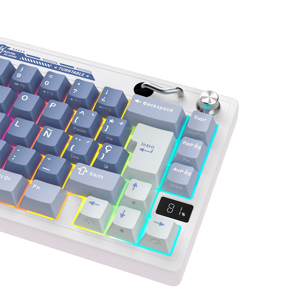 TECLADO MECANICO ROYAL KLUDGE RK-M65 INALAMBRICO 2.4 BT (SW-CREAMY)-OCEAN BLUE4