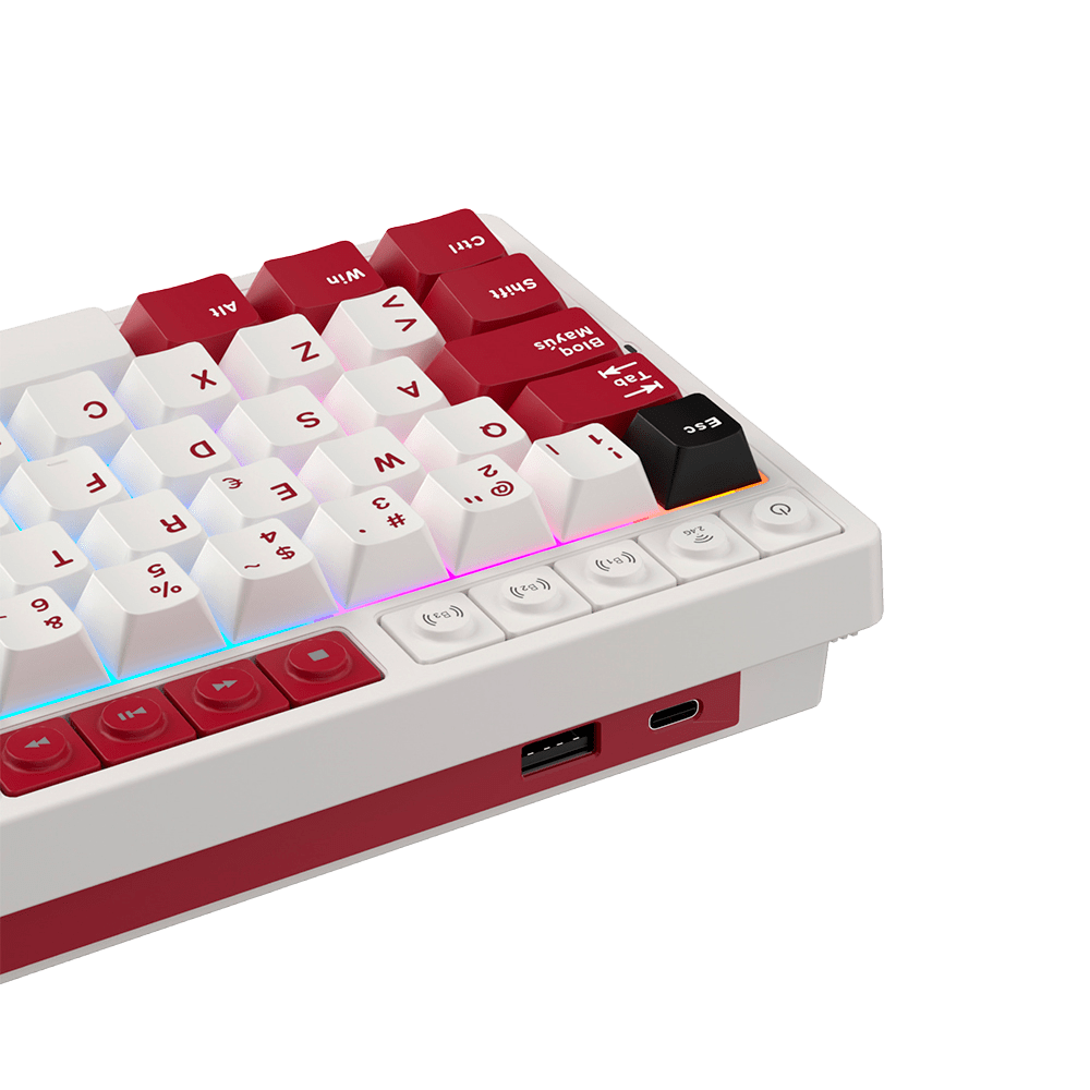 TECLADO MECANICO ROYAL KLUDGE RK-M65 INALAMBRICO 2.4 BT (SW-CREAMY)-FAMICOM6