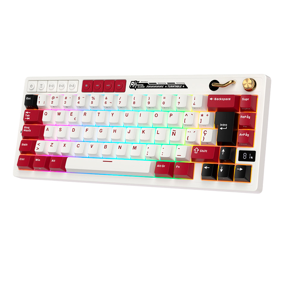 TECLADO MECANICO ROYAL KLUDGE RK-M65 INALAMBRICO 2.4 BT (SW-CREAMY)-FAMICOM 0