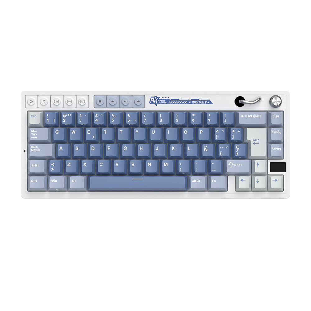 TECLADO MECANICO ROYAL KLUDGE RK-M65 INALAMBRICO 2.4 BT (SW-CREAMY)-OCEAN BLUE1
