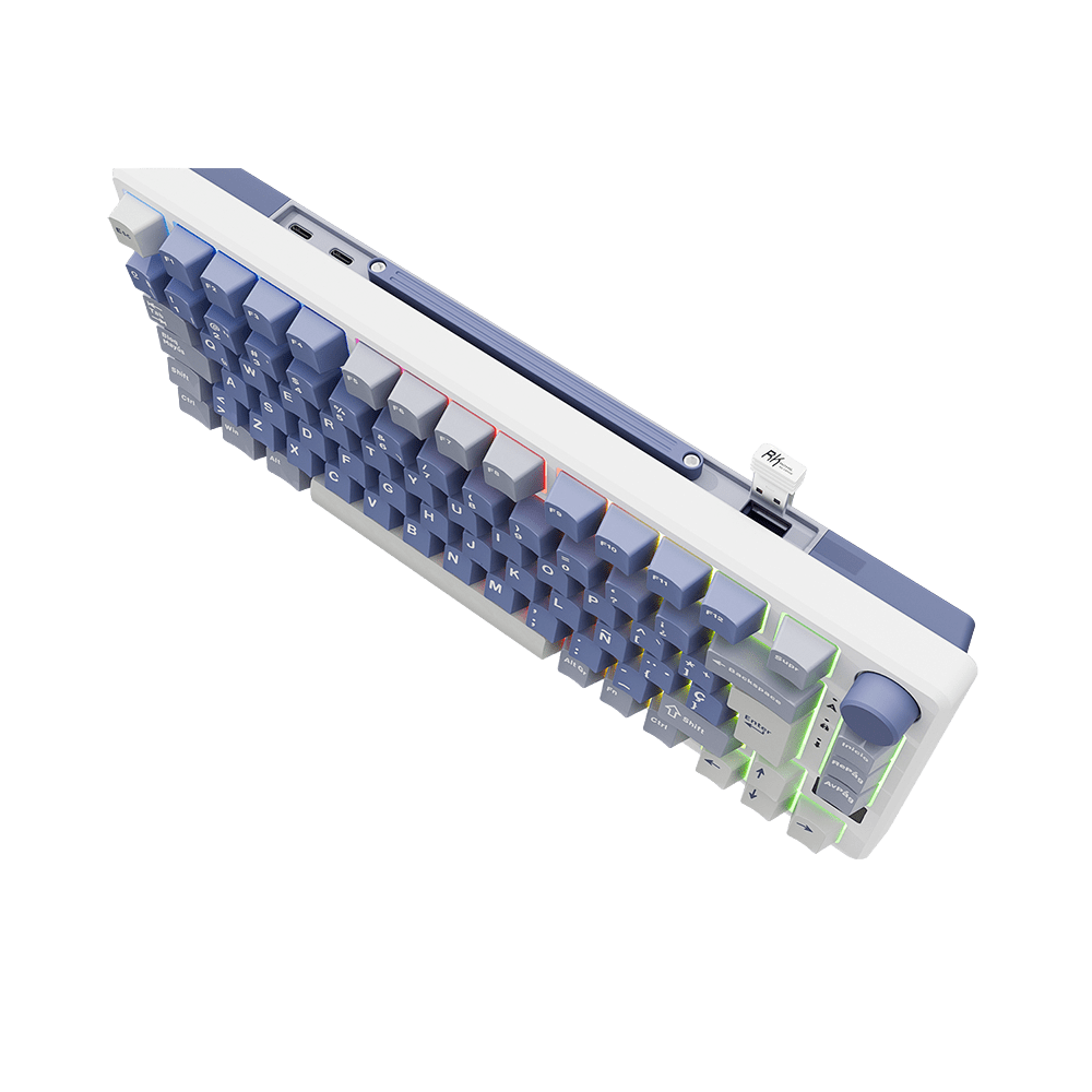 TECLADO MECANICO ROYAL KLUDGE RK-M75 INALAMBRICO 2.4 BT (SW-SILVER)-OCEAN BLUE3