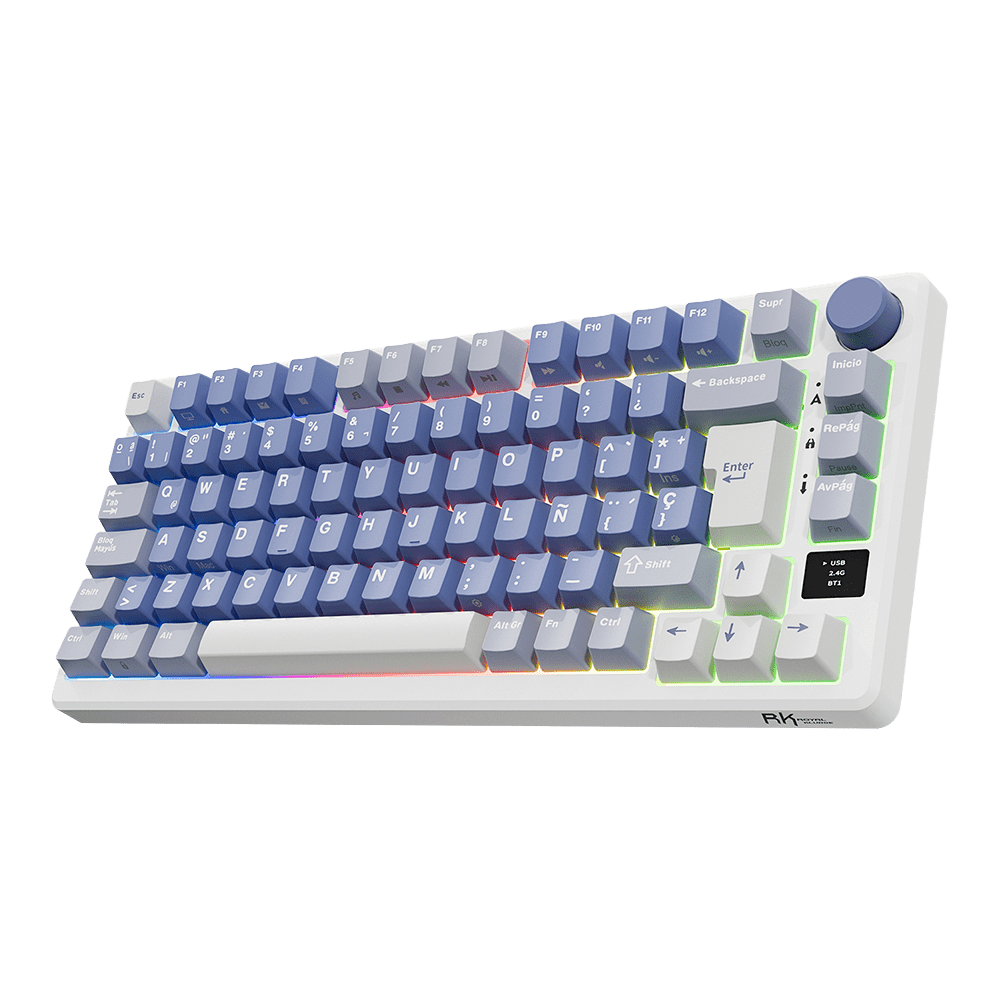 TECLADO MECANICO ROYAL KLUDGE RK-M75 INALAMBRICO 2.4 BT (SW-SILVER)-OCEAN BLUE4
