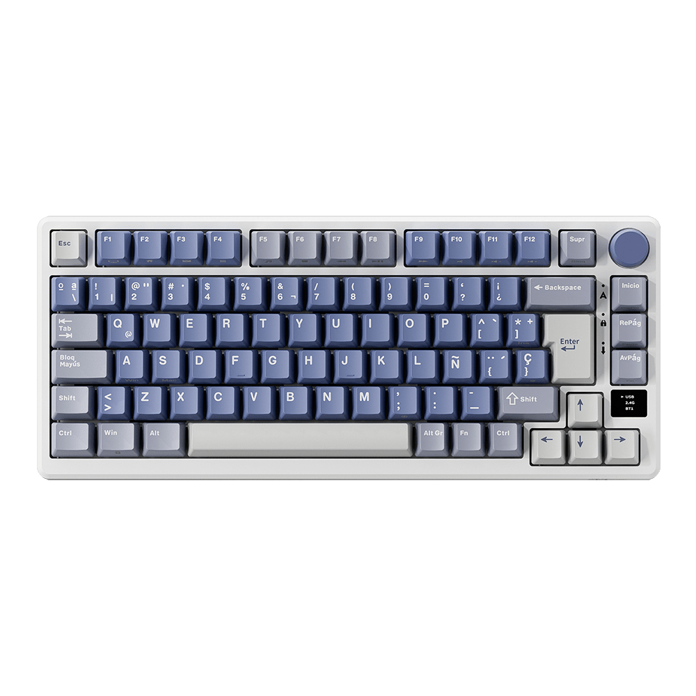 TECLADO MECANICO ROYAL KLUDGE RK-M75 INALAMBRICO 2.4 BT (SW-SILVER)-OCEAN BLUE1
