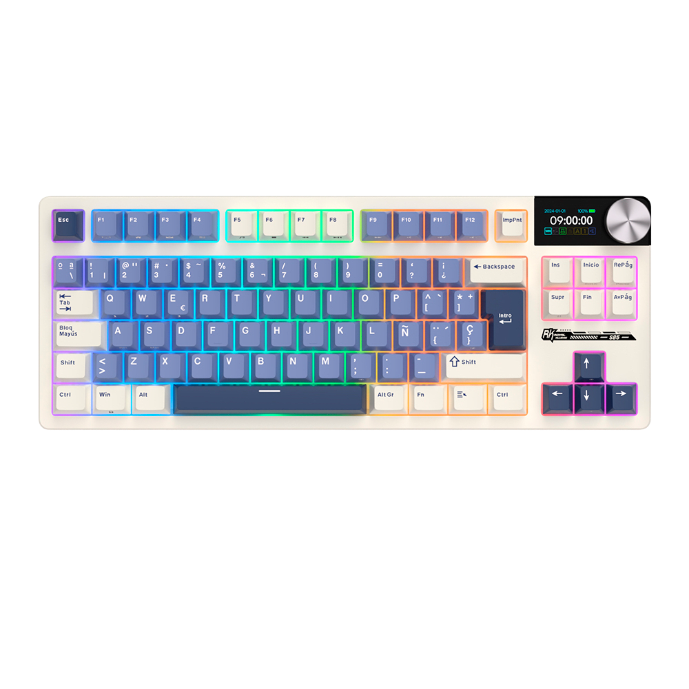 TECLADO MECANICO ROYAL KLUDGE RK-S85 INALAMBRICO 2.4 BT (SW-CLOUD)-HORIZON BLUE 1