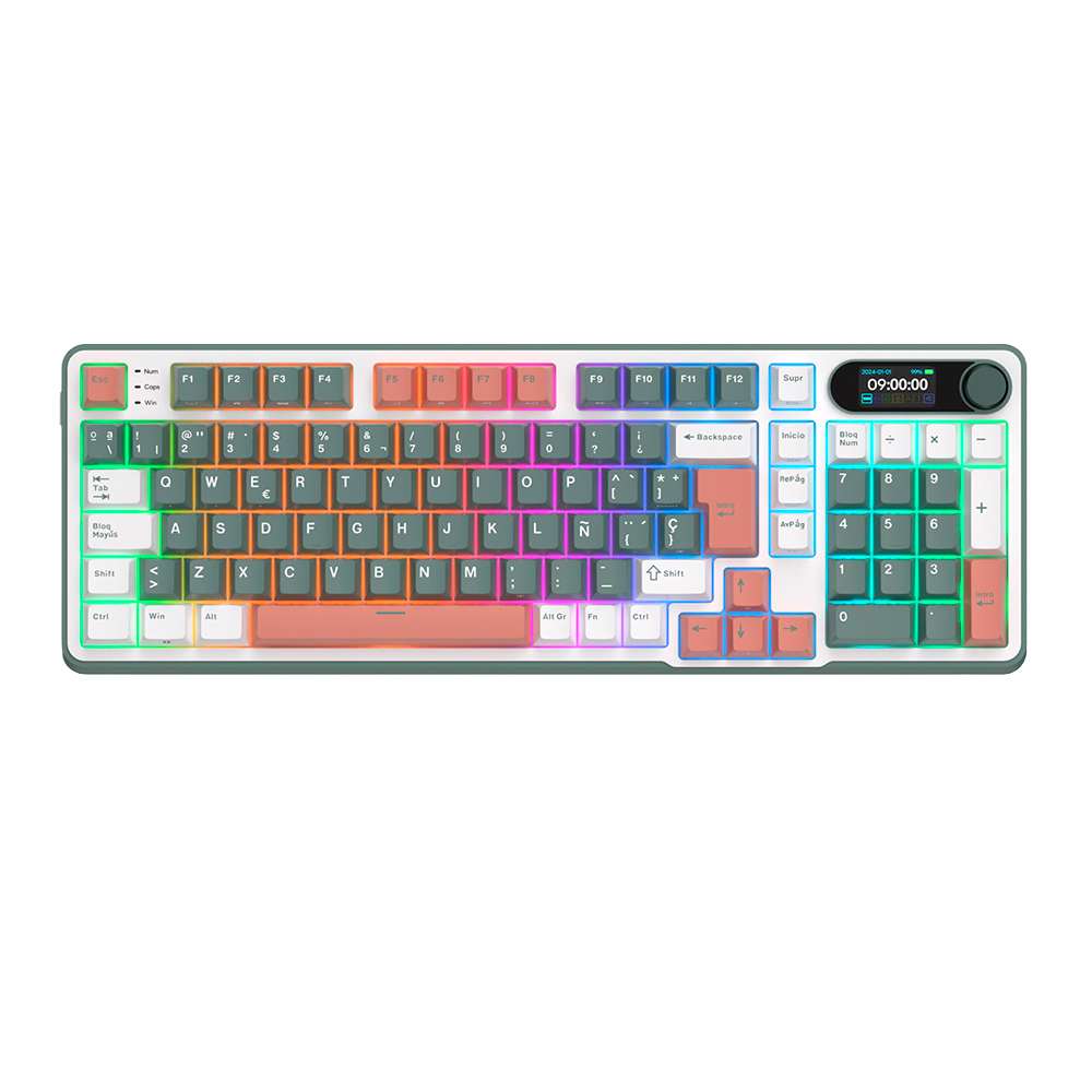 TECLADO MECANICO ROYAL KLUDGE RK-S98 INALAMBRICO 2.4 BT (SW-CREAMY)-CAMPING2