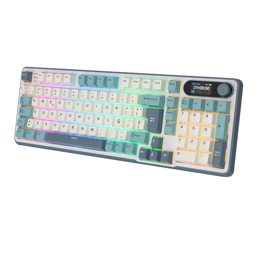 TECLADO MECANICO ROYAL KLUDGE RK-S98 INALAMBRICO 2.4 BT (SW-CHARTREUSE)-LIGHT CLOUD3