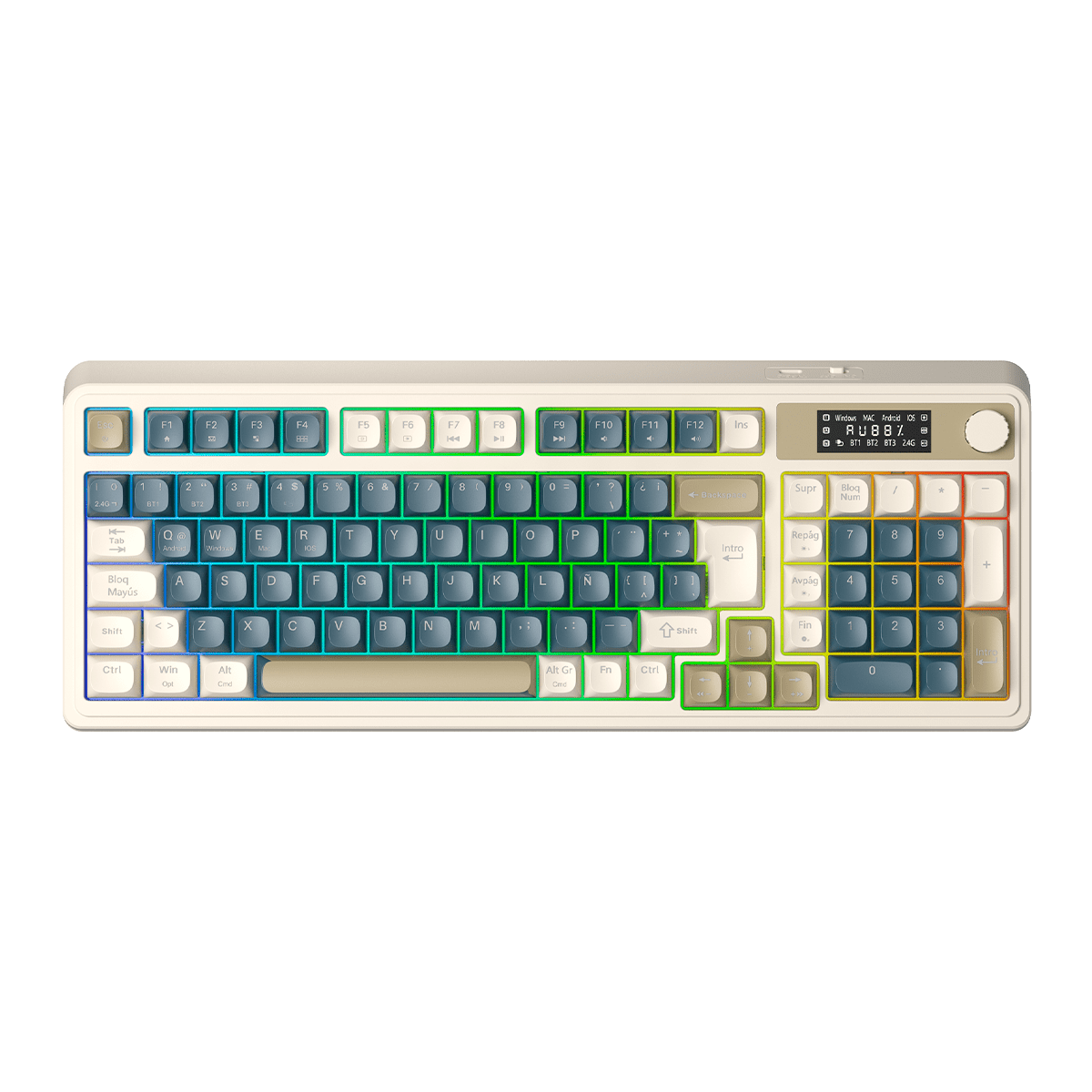 TECLADO DE MEMBRANA AULA S99 PRO RGB DONGLE 2.4 BT SP GREY 0