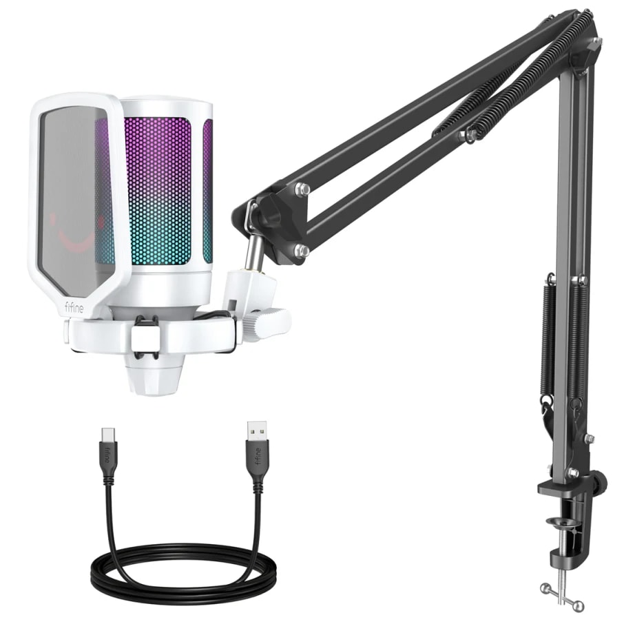 MICROFONO FIFINE A6T CON SOPORTE DE BRAZO BLANCO3