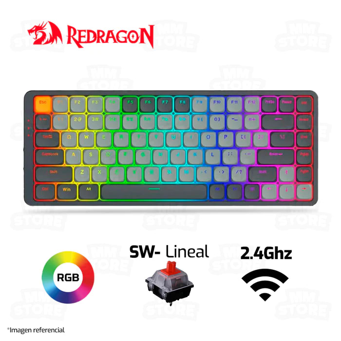 TECLADO MECANICO REDRAGON AZURE RGB INALAMBRICO BT INGLES (SW-ROJO) BLANCO-GRIS4