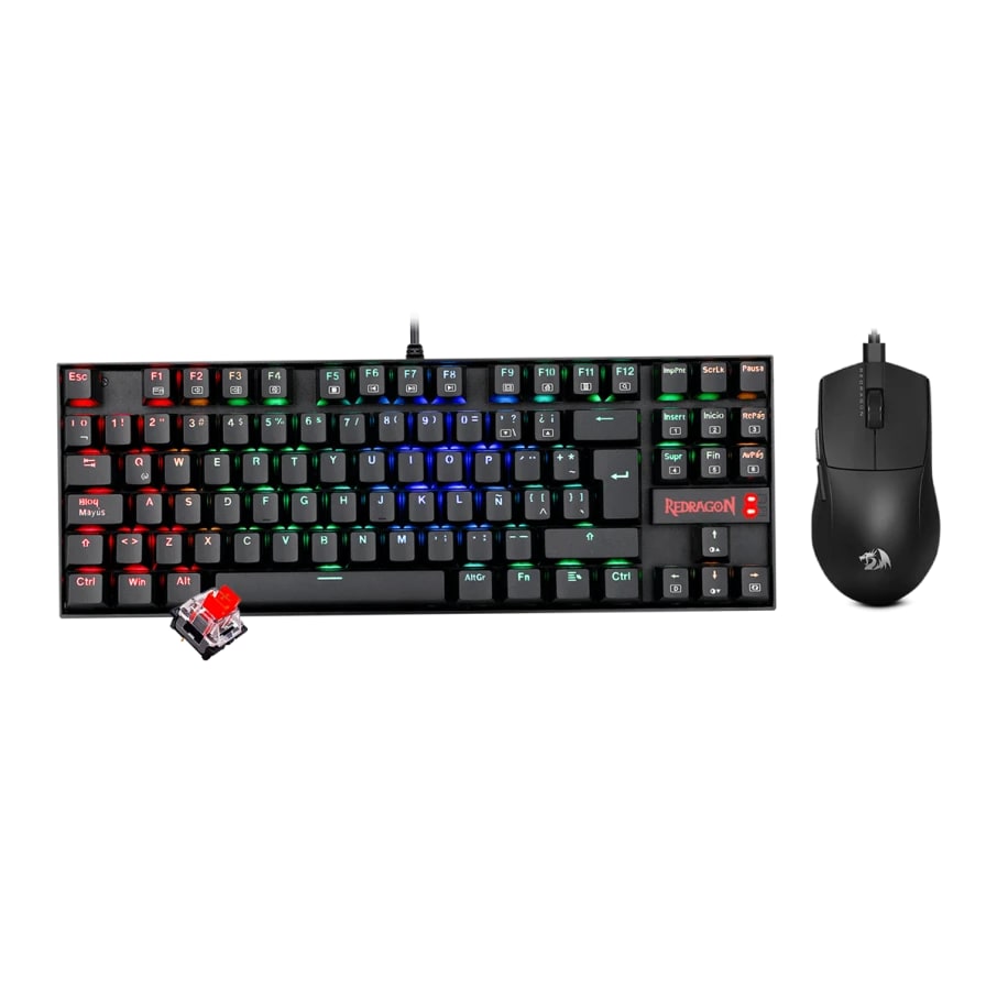 COMBO REDRAGON ESSENTIALS 2 EN 1 S145-SP TECLADO KUMARA RGB (SW-RED) + MOUSE K1NG M724 NEGRO 0