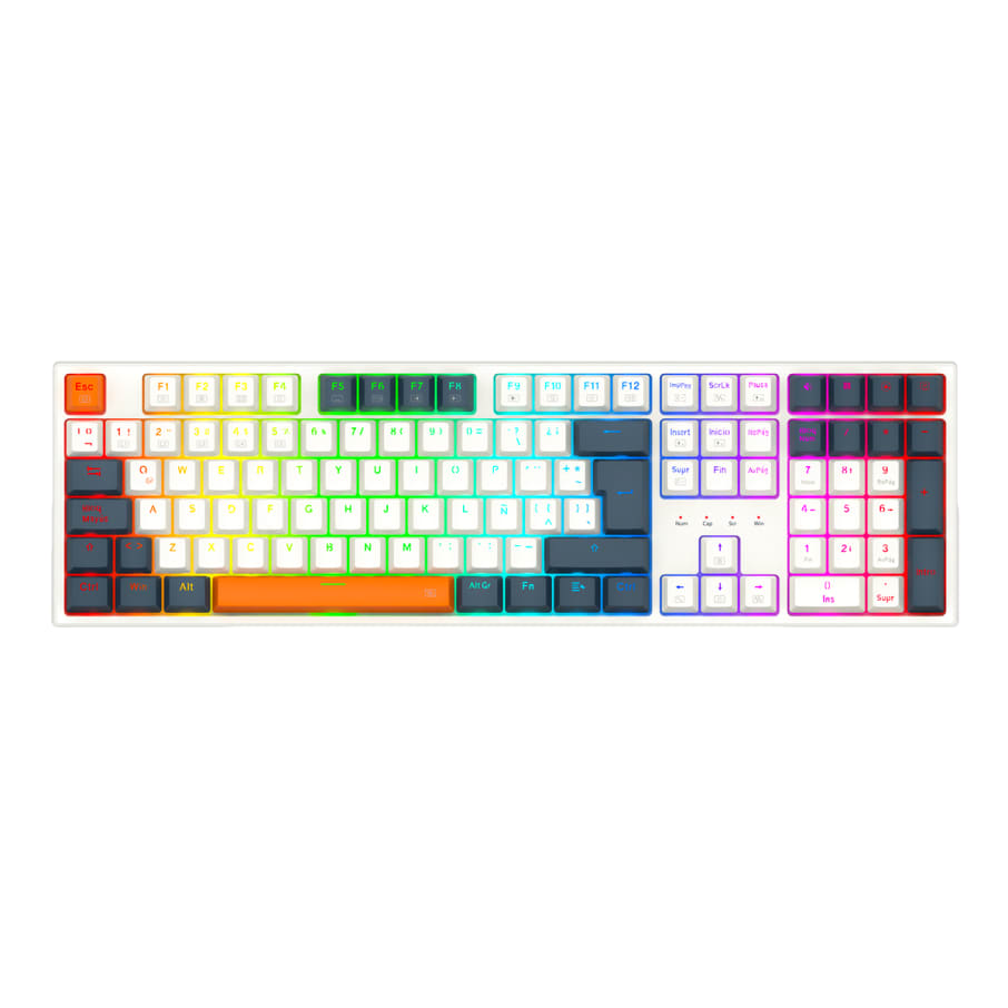 TECLADO MECANICO REDRAGON TRUNDLE K668WBO-RGB SP BLANCO-NEGRO-ROJO 0