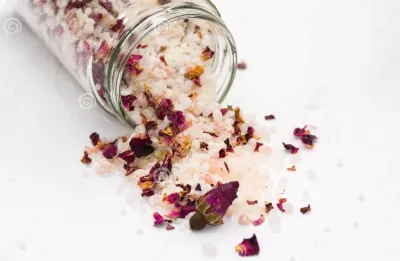 sal de rosas de baño