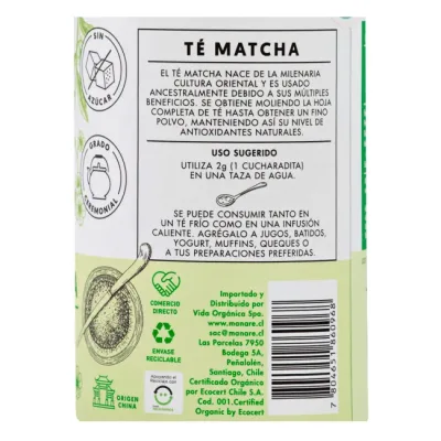 Te Matcha 50 G en polvo Organico