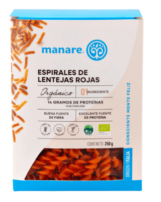 Espirales de Lentejas Rojas Org. - Manare 250 g