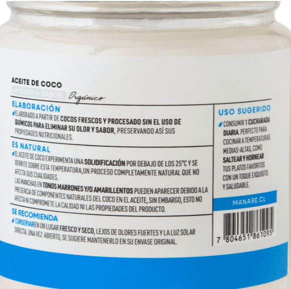 Aceite de Coco sin OLOR y SABOR - 200 ml Manare2