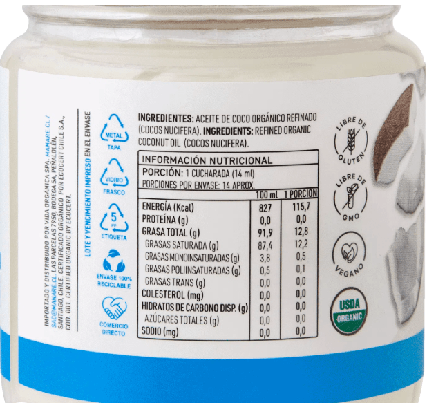 Aceite de Coco sin OLOR y SABOR - 200 ml Manare1