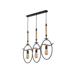 LÁMPARA CÁÑAMO RUSTICA COLGANTE DECORATIVA E27*3
