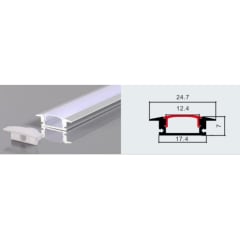 PERFIL PARA CINTA LED 2M EMBUTIDO PESTAÑA COLOR ALUMINIO 0.5MM