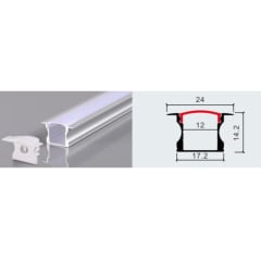 PERFIL PARA CINTA LED 2M EMBUTIDO PESTAÑA ALTO COLOR ALUMINIO 0.6MM