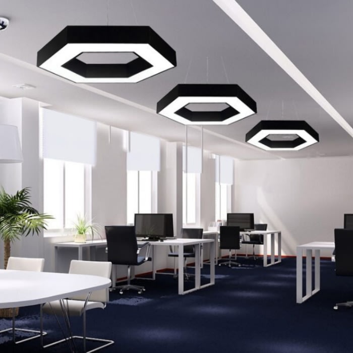 LAMPARA MODERNA OFICINA HEXAGONAL ABIERTA 40 W 6500K3