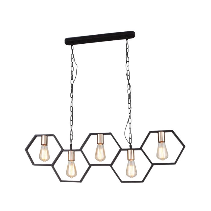 LAMPARA COLGANTE E27*5 ESTILO HIERRO1