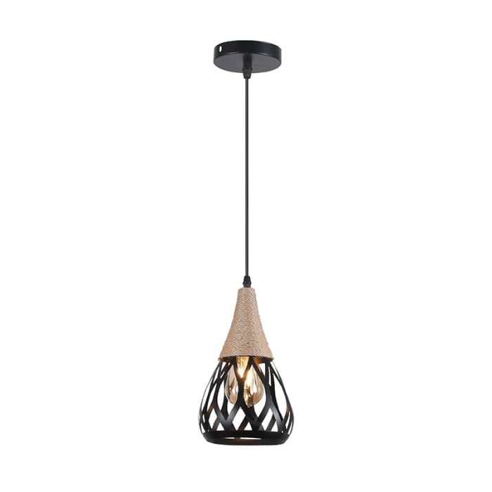 LÁMPARA CÁÑAMO RUSTICA ALUMINIO E27*11