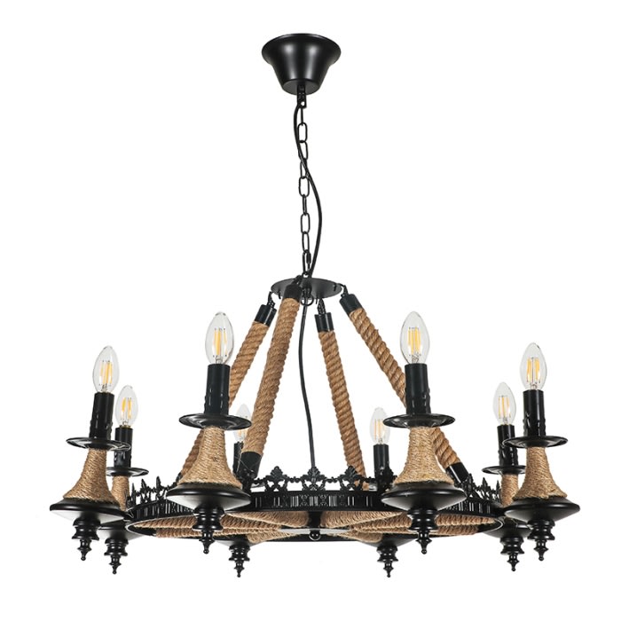 LÁMPARA CÁÑAMO RUSTICA 8 SOQUETES E141