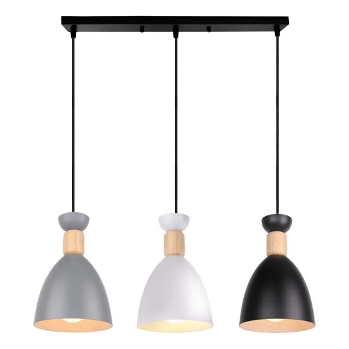 LAMPARA COLGANTE PORTA E27*3 BLANCO GRIS NEGRO1