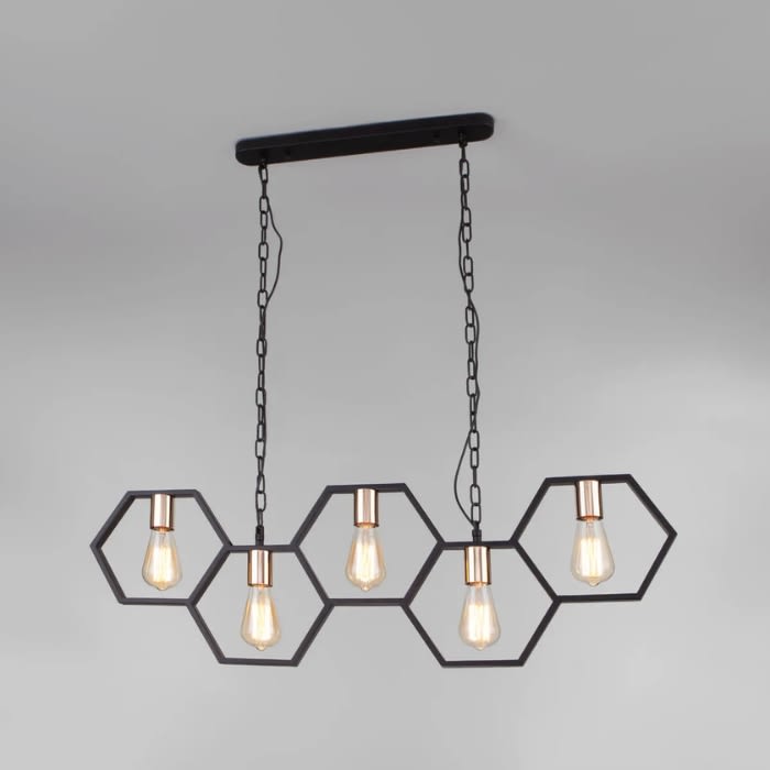 LAMPARA COLGANTE E27*5 ESTILO HIERRO2