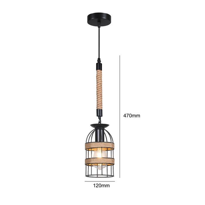 LÁMPARA CÁÑAMO RUSTICA E27*1 YUTE2