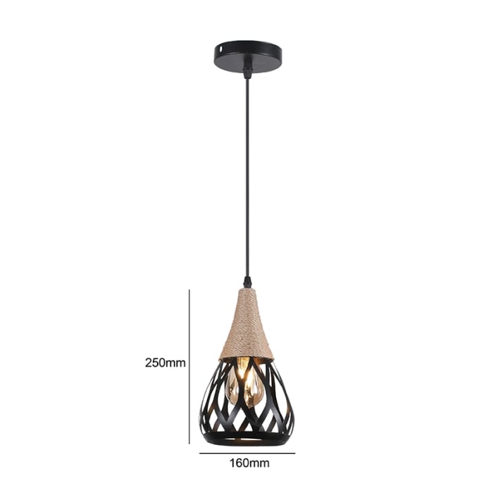 LÁMPARA CÁÑAMO RUSTICA ALUMINIO E27*12
