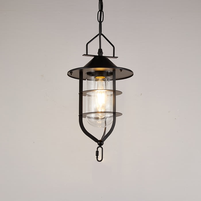 LAMPARA COLGANTE TIPO FAROL E27 NEGRO2