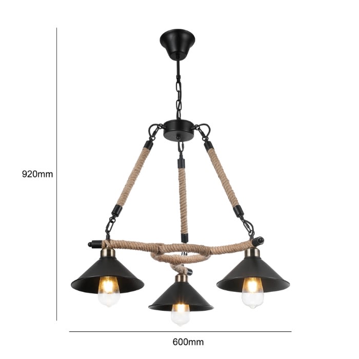 LÁMPARA CÁÑAMO RUSTICA PORTA E27*32