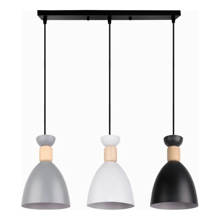 LAMPARA COLGANTE PORTA E27*3 BLANCO GRIS NEGRO2