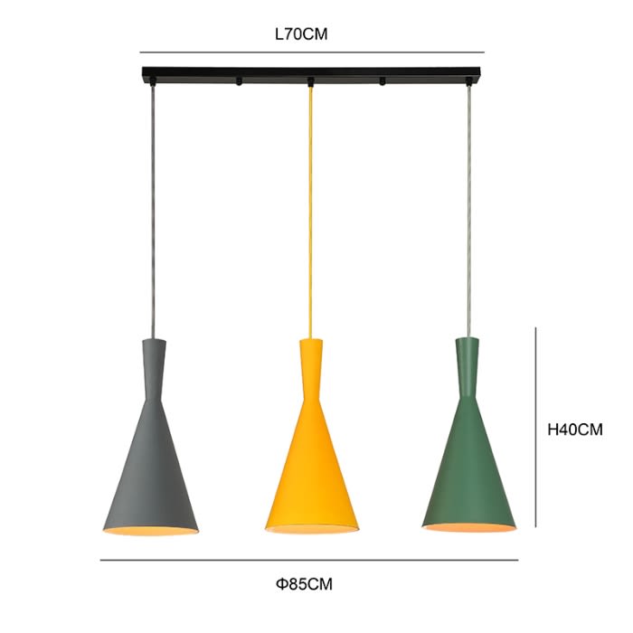 LAMPARA COLGANTE 3 COLORES PORTA E27*32