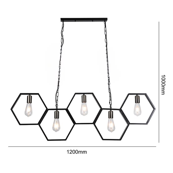 LAMPARA COLGANTE E27*5 ESTILO HIERRO3