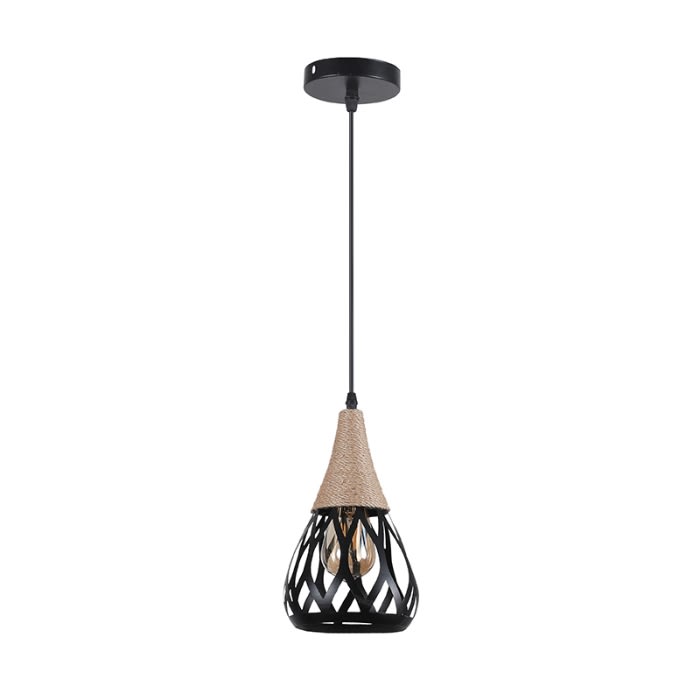 LÁMPARA CÁÑAMO RUSTICA ALUMINIO E27*13