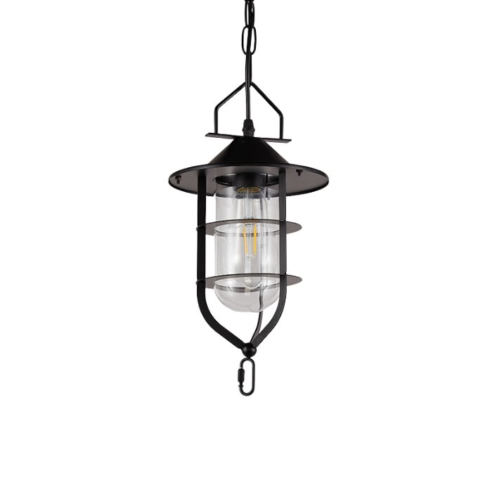 LAMPARA COLGANTE TIPO FAROL E27 NEGRO1
