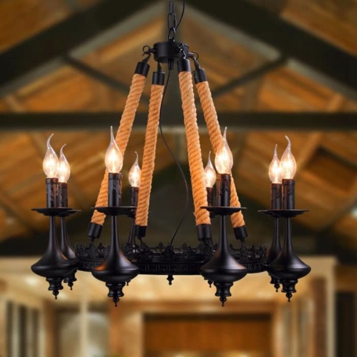 LÁMPARA CÁÑAMO RUSTICA 8 SOQUETES E142