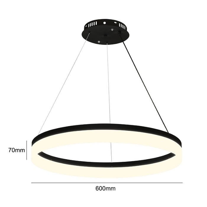 LAMPARA LED COLGANTE REDONDO NEGRO 36W 3000K 4000K 6000K3