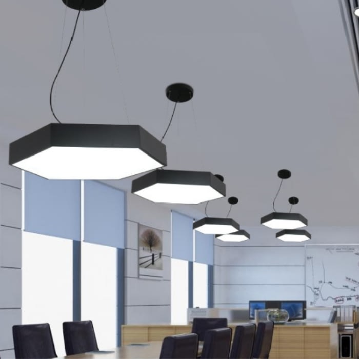 LAMPARA MODERNA OFICINA HEXAGONAL SOLIDA 50 W 6500K3