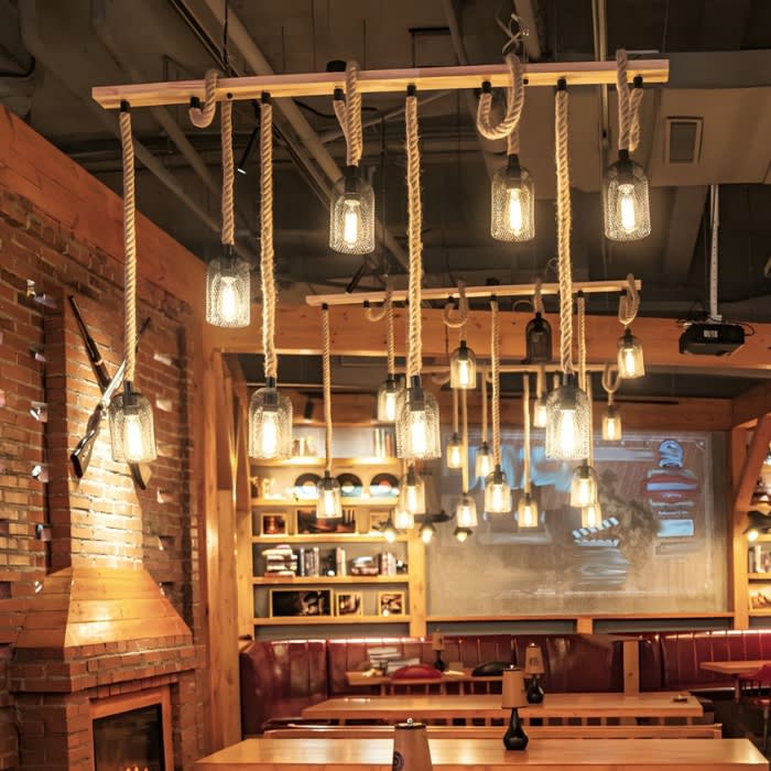 LÁMPARA CÁÑAMO RUSTICA E27*5 YUTE2