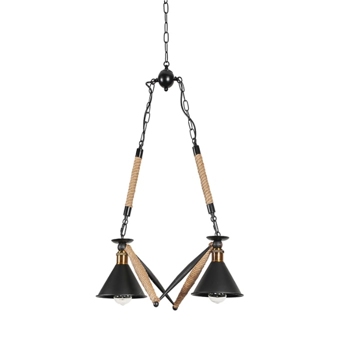 LÁMPARA CÁÑAMO RUSTICA COLGANTE 2*E271