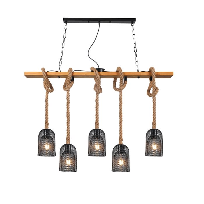 LÁMPARA CÁÑAMO RUSTICA E27*5 YUTE1