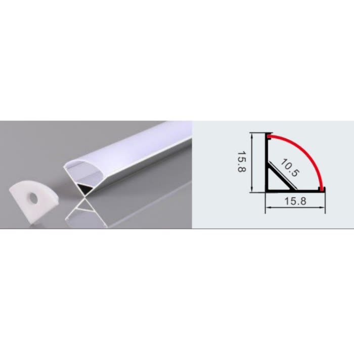 PERFIL PARA CINTA LED 2M ESQUINERO COLOR ALUMINIO 0.45MM1